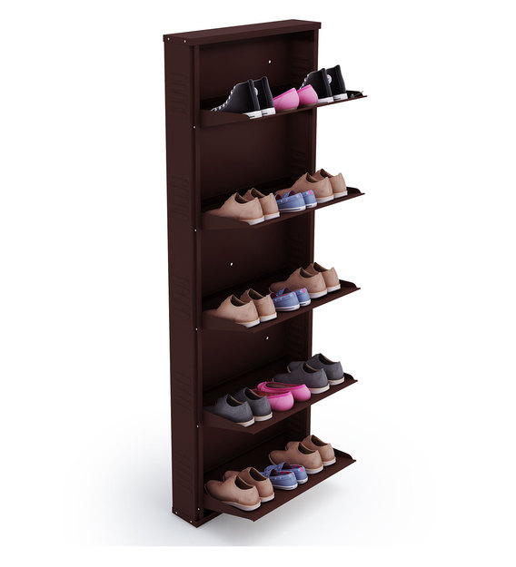 Buy 5 Door Steel Shoe Rack In Brown Colour By Peng Essentials Online Tilt Out Shoe Racks Shoe Racks Furniture Pepperfry Product