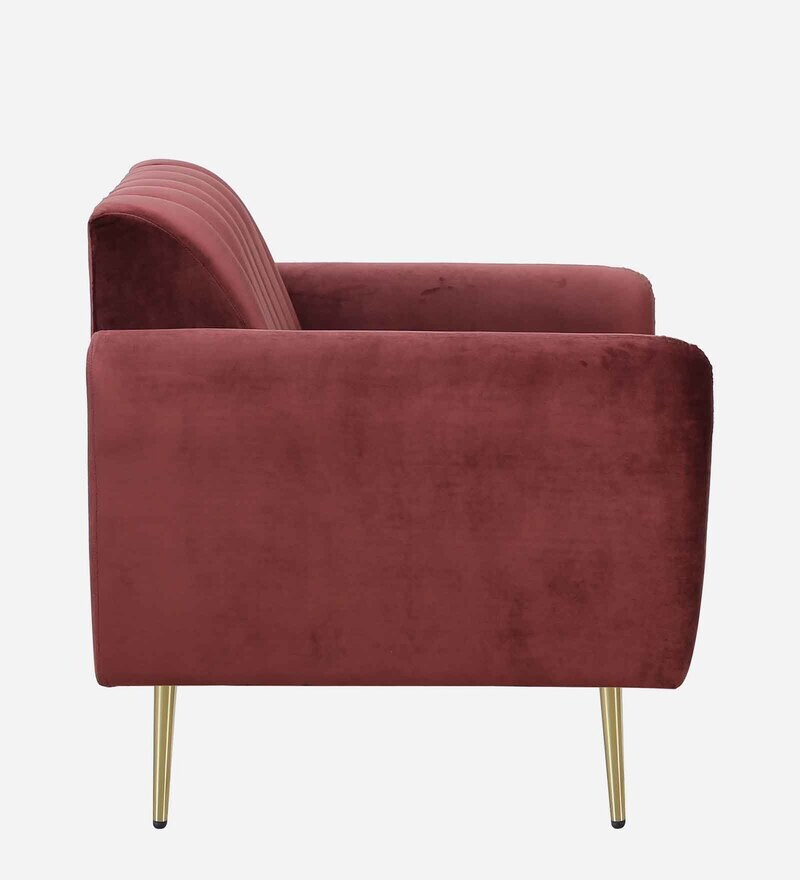 Buy Fidel Velvet Fabric 1 Seater Sofa In Wine Red Colour By Casacraft ...