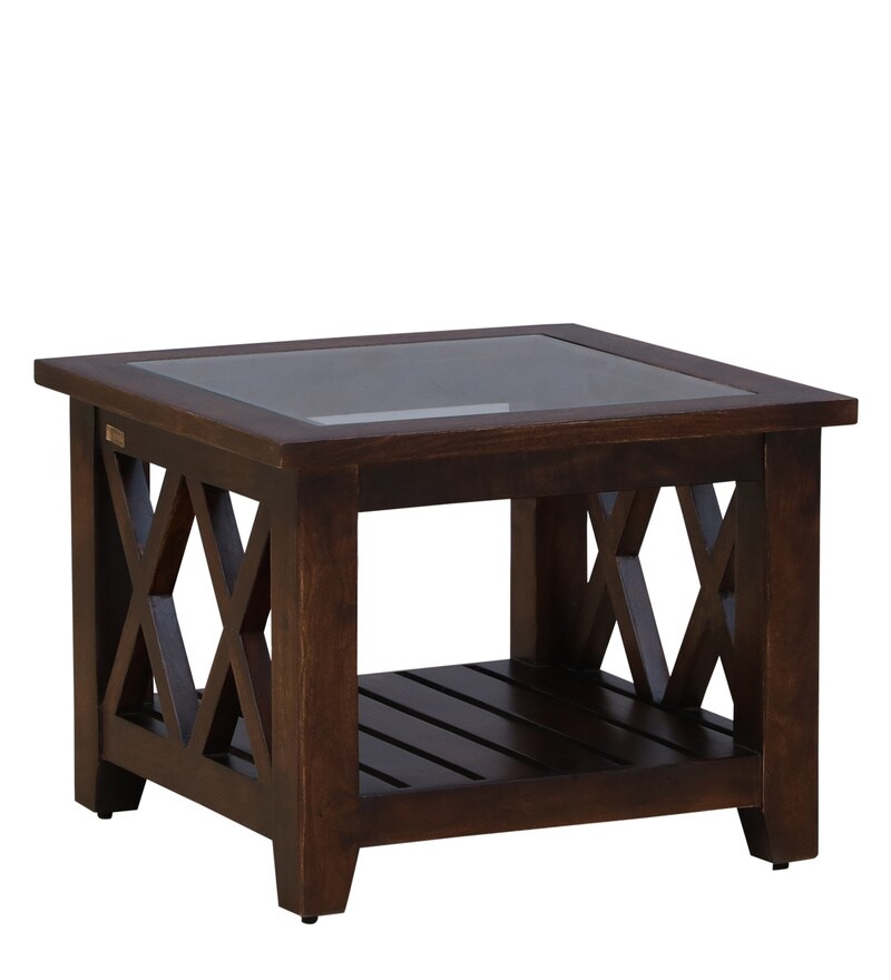 Buy Fife Z Solid Wood Coffee Table with Glass Top in Provincial Teak