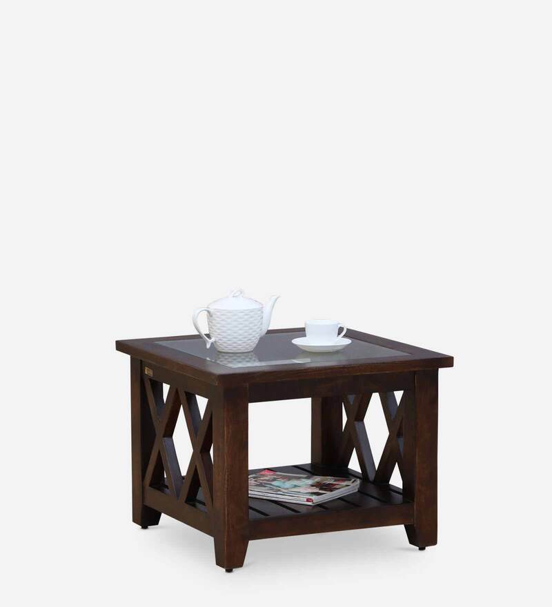 Buy Fife Z Solid Wood Coffee Table with Glass Top in Provincial Teak