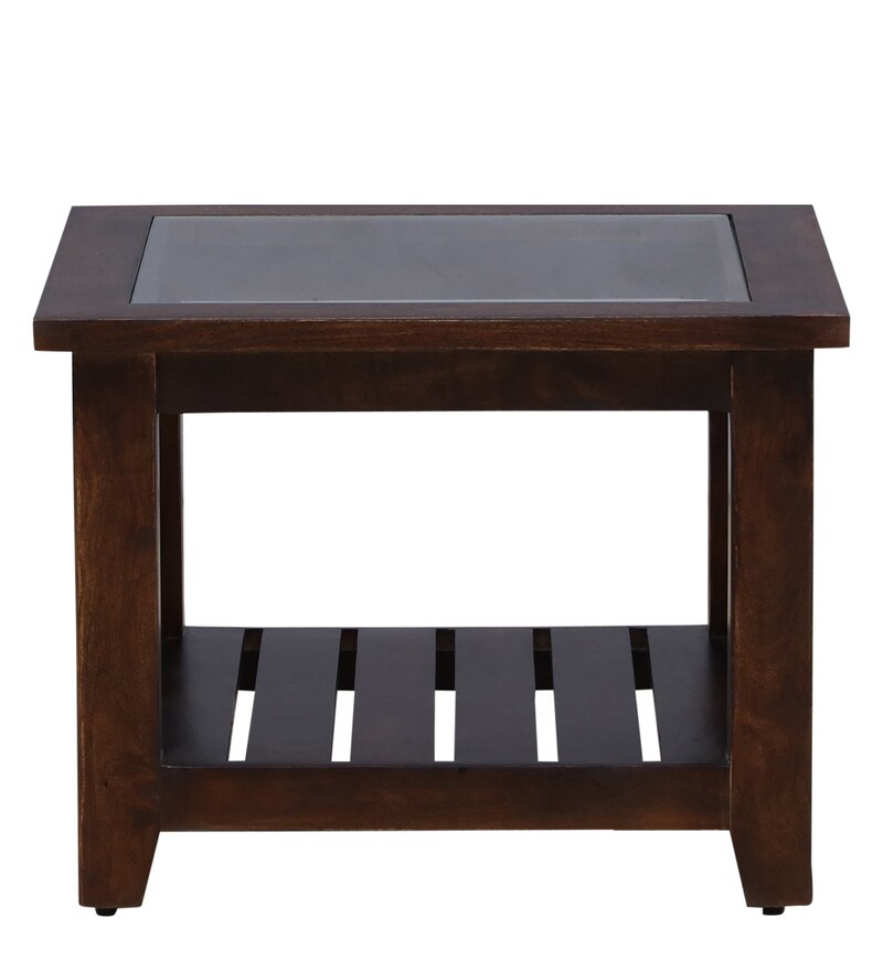 Buy Fife Z Solid Wood Coffee Table with Glass Top in Provincial Teak
