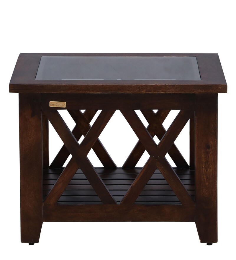 Buy Fife Z Solid Wood Coffee Table with Glass Top in Provincial Teak