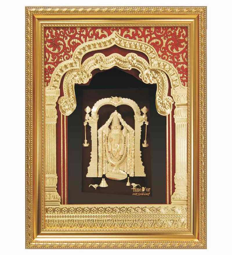 Buy Finedor 24k Gold Leaf Frames Lord Balaji Golden Fancy Frame Online Spiritual Accents Spiritual Home Decor Pepperfry Product