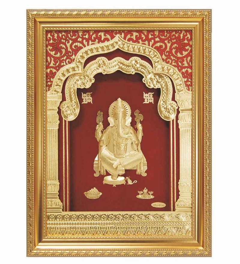 Buy Finedor 24k Gold Leaf Frames Lord Ganpati Golden Fancy Frame Online Spiritual Accents Spiritual Home Decor Pepperfry Product