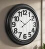 Fiber Wall Clock Numeric Big Wooden Design Black 30 Inch