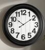Fiber Wall Clock Numeric Big Wooden Design Black 30 Inch