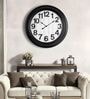 Fiber Wall Clock Numeric Big Wooden Design Black 30 Inch