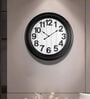 Fiber Wall Clock Numeric Big Wooden Design Black 30 Inch