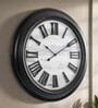 Fiber Wall Clock Roman Big Wooden Design Black 30 Inch