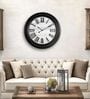 Fiber Wall Clock Roman Big Wooden Design Black 30 Inch