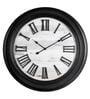 Fiber Wall Clock Roman Big Wooden Design Black 30 Inch