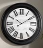Fiber Wall Clock Roman Big Wooden Design Black 30 Inch
