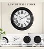 Fiber Wall Clock Roman Big Wooden Design Black 30 Inch