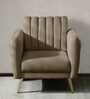 Fidel Chenille Fabric 1 Seater Sofa in Beige Colour