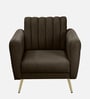 Fidel Chenille Fabric 1 Seater Sofa in Brown Colour