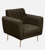 Fidel Chenille Fabric 1 Seater Sofa in Brown Colour