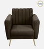 Fidel Chenille Fabric 1 Seater Sofa in Brown Colour