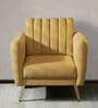 Fidel Chenille Fabric 1 Seater Sofa In Camel Yellow Colour