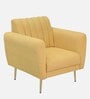 Fidel Chenille Fabric 1 Seater Sofa In Camel Yellow Colour