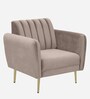 Fidel Chenille Fabric 1 Seater Sofa in Sandy Brown Colour