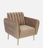 Fidel Velvet 1 Seater Sofa In Beige Colour