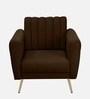 Fidel Velvet 1 Seater Sofa in Brown Colour
