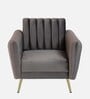 Fidel Velvet 1 Seater Sofa In Fossil Grey Colour