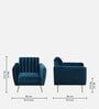 Fidel Velvet 1 Seater Sofa In Teal Blue Colour