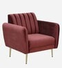 Fidel Velvet 1 Seater Sofa In Wine Red Colour