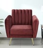 Fidel Velvet 1 Seater Sofa In Wine Red Colour
