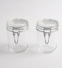 Fido Cylindrical 500ml Transparent Glass (Set of 2) Jars and Containers