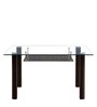 Fiesta 6 Seater Dining Table in Brown Finish with Glass Top