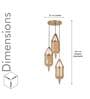 Filo Metal & Glass 3-Light Cascade Ceiling Pendant (Brass)