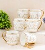 White Fine Ceramic Alton Ebony Tea Cup Set Of 6