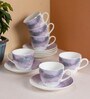 Purple Fine Ceramic Cream Lava Cup & Saucer Set Of 12- 170 ml
