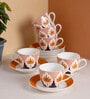 Multicolour Fine Ceramic Cream Super Cup & Saucer Set Of 12