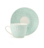 Green Fine Ceramic Cream Vanilla Cup & Saucer Set Of 12