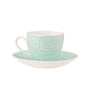 Green Fine Ceramic Cream Vanilla Cup & Saucer Set Of 12