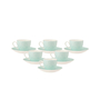 Green Fine Ceramic Cream Vanilla Cup & Saucer Set Of 12