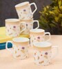 Beige Fine Ceramic Director Gardenia Tea Cup Set Of 6