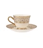 Gold Fine Ceramic Georgian Ebony Cup & Saucer Set Of 12