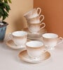 Grey Fine Ceramic Georgian Shine Cup & Saucer Set Of 12- 160 ml