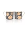 Black Fine Ceramic Melon Hilton Tea Cup Set Of 6