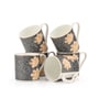Black Fine Ceramic Melon Hilton Tea Cup Set Of 6