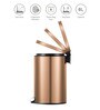 Fingerprint Resistant Round Step Dustbin with Liner, 8 Litre, Bronze & Copper