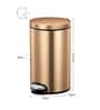 12 ltrs Fingerprint Resistant Bronze Copper Step Dustbin With Liner
