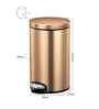 12 ltrs Fingerprint Resistant Bronze Copper Step Dustbin With Liner