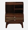 Finnmark Sheesham Wood Bedside Table In Scratch Resistant Provincial Teak Finish With Drawers & Shelve