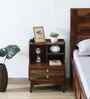 Finnmark Sheesham Wood Bedside Table In Scratch Resistant Provincial Teak Finish With Drawers & Shelve