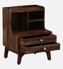 Finnmark Sheesham Wood Bedside Table In Scratch Resistant Provincial Teak Finish With Drawers & Shelve